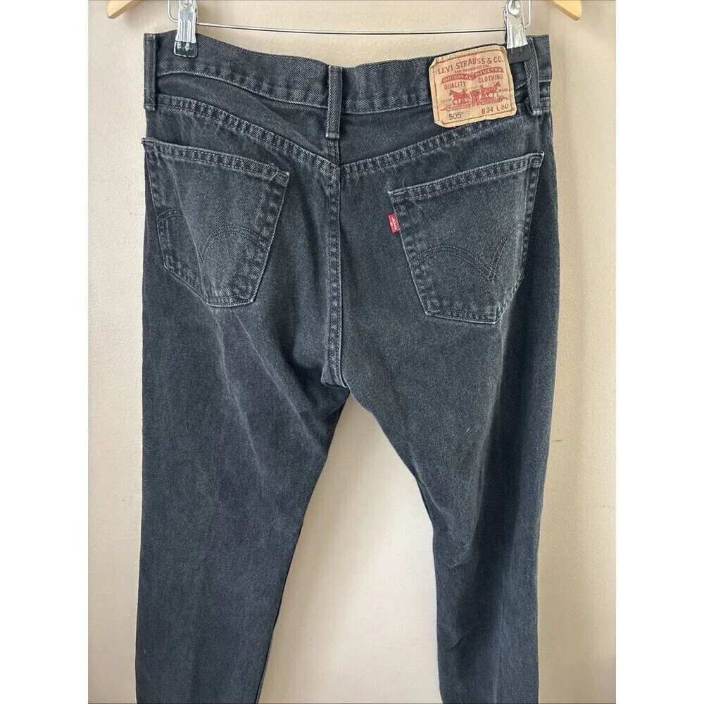 Levi’s Men’s 505 Jeans 34x30 Black Regular Fit Straight Leg Denim Classic Style